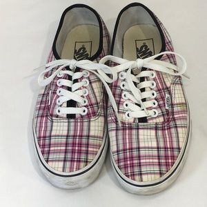 Vans Unisex Sneakers Pink Gray Plaid Lace Up